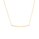 14K Yellow Gold Bar Diamond Necklace. Adjustable Cable Chain 16" to 18"