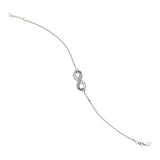 14K White Gold Infinity Diamond Bracelet. Adjustable Cable Chain 7