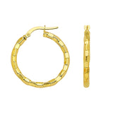 14K Yellow Gold Brick Pattern European Style 3 mm Earrings
