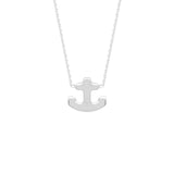 14K White Gold Anchor Necklace. Adjustable Cable Chain 16" to 18"