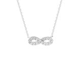 14K White Gold Cubic Zirconia Infinity Necklace. Adjustable Diamond Cut Cable Chain 16