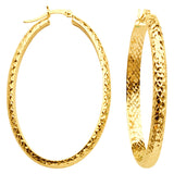 10K Yellow Gold 4 mm Diamond Cut Oval Hoop Earrings 28mmx42mm