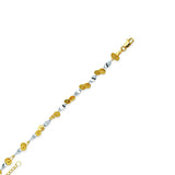 14K Two Tone Gold Twisted Circle Anklet Adjustable 9