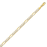 14K Two Tone Yellow & White Gold 3.2 Pave Figaro Chain in 18 inch, 20 inch, 22 inch, 24 inch, & 30 inch