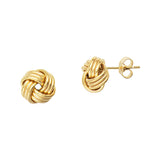 14K Yellow Gold Plain High Polish Tripple Tube Medium Love Knot Earring