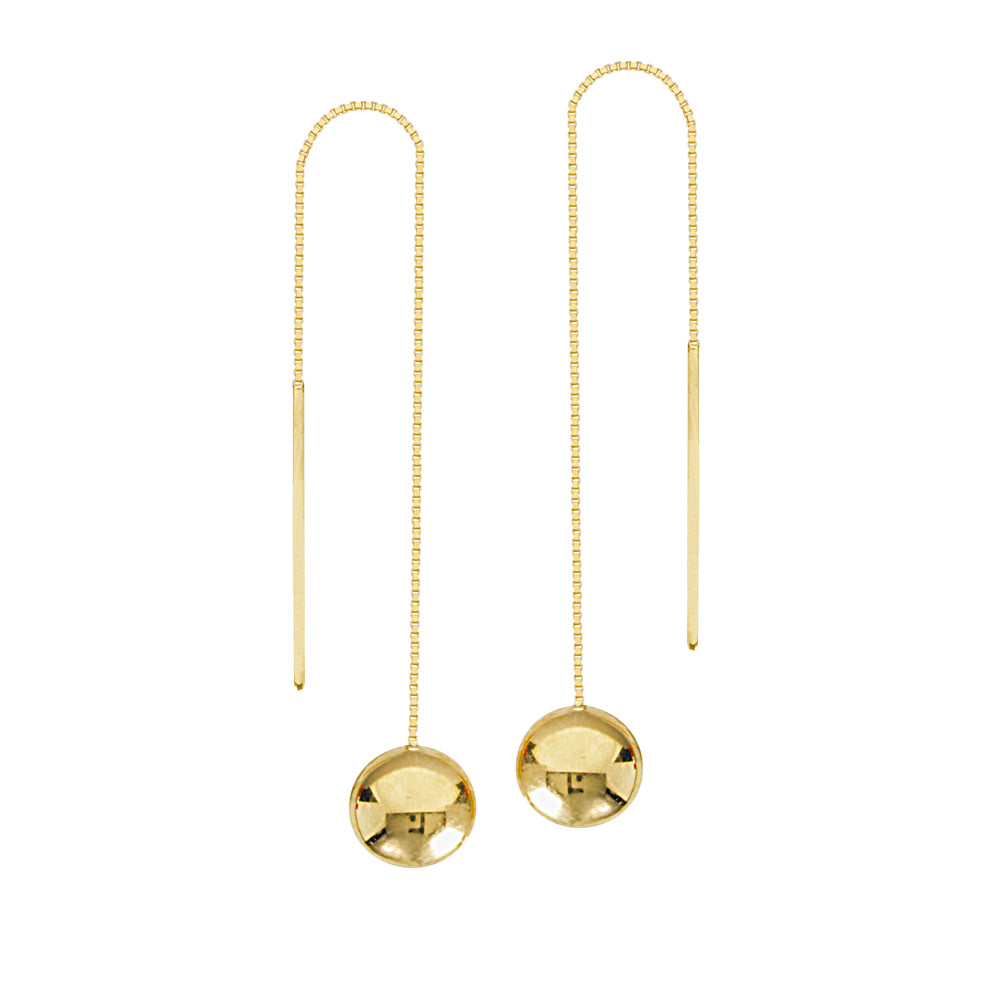 14K Yellow Gold 6.5MM Ball Threader Earring