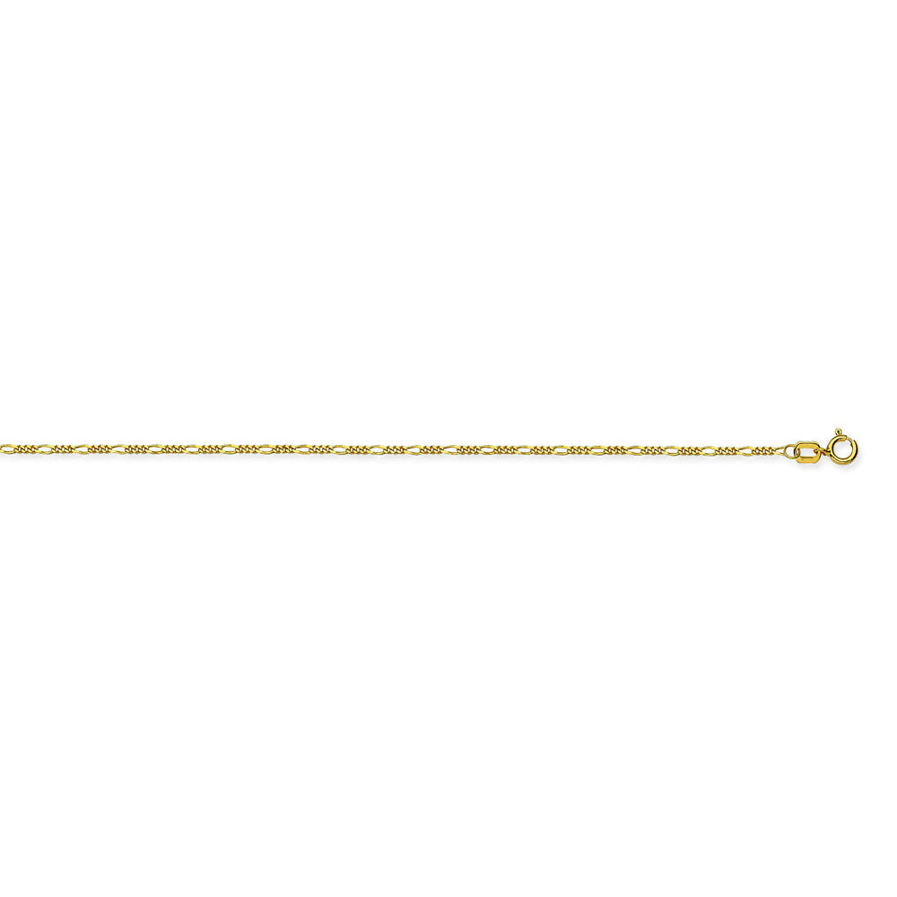 14K Yellow Gold 1.28 Figaro Chain in 16 inch, 18 inch, 20 inch, & 24 inch