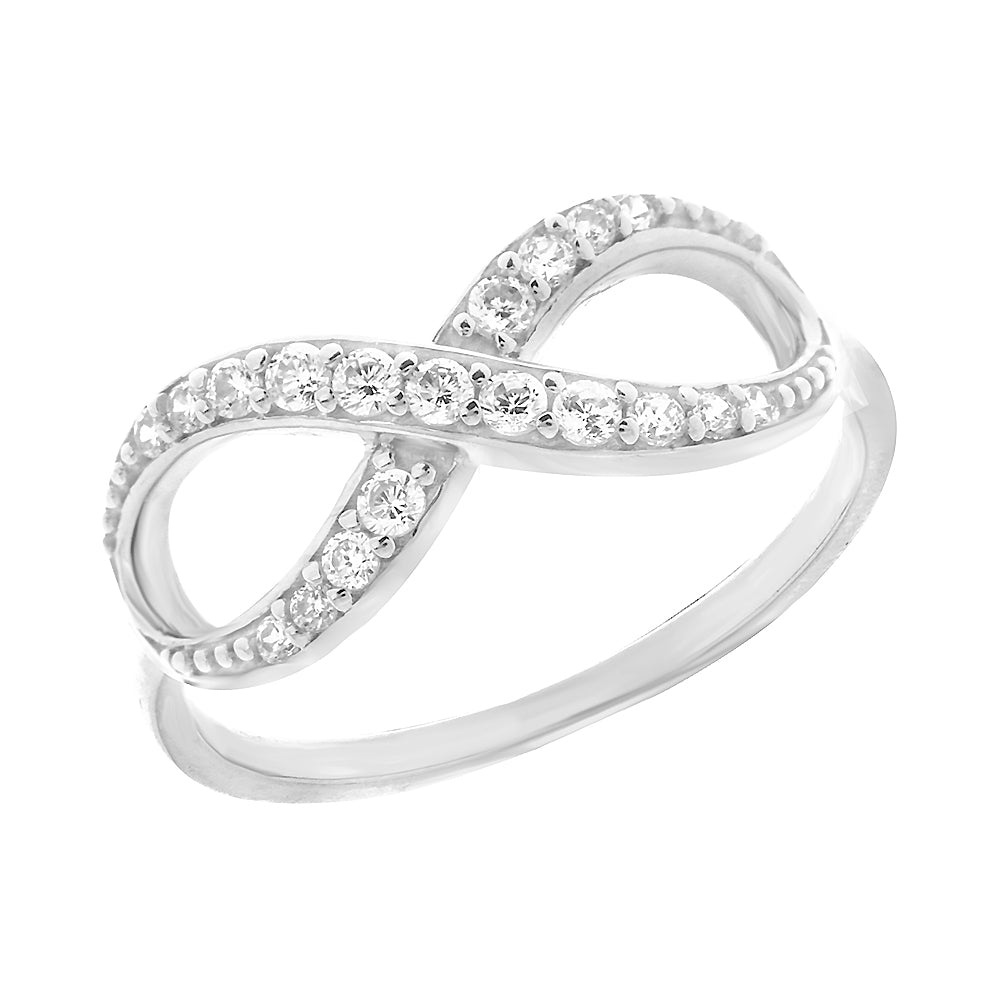 14K White Gold Infinity Cubic Zirconia Ring