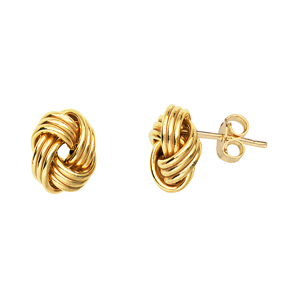 14K Yellow Gold Large Tripple Tube Love Knot Earring