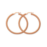 14K Rose Gold Rope Twist 3 mm Hoop Earrings