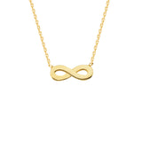 14K Yellow Gold Infinity Necklace. Adjustable Diamond Cut Cable Chain 16" to 18"