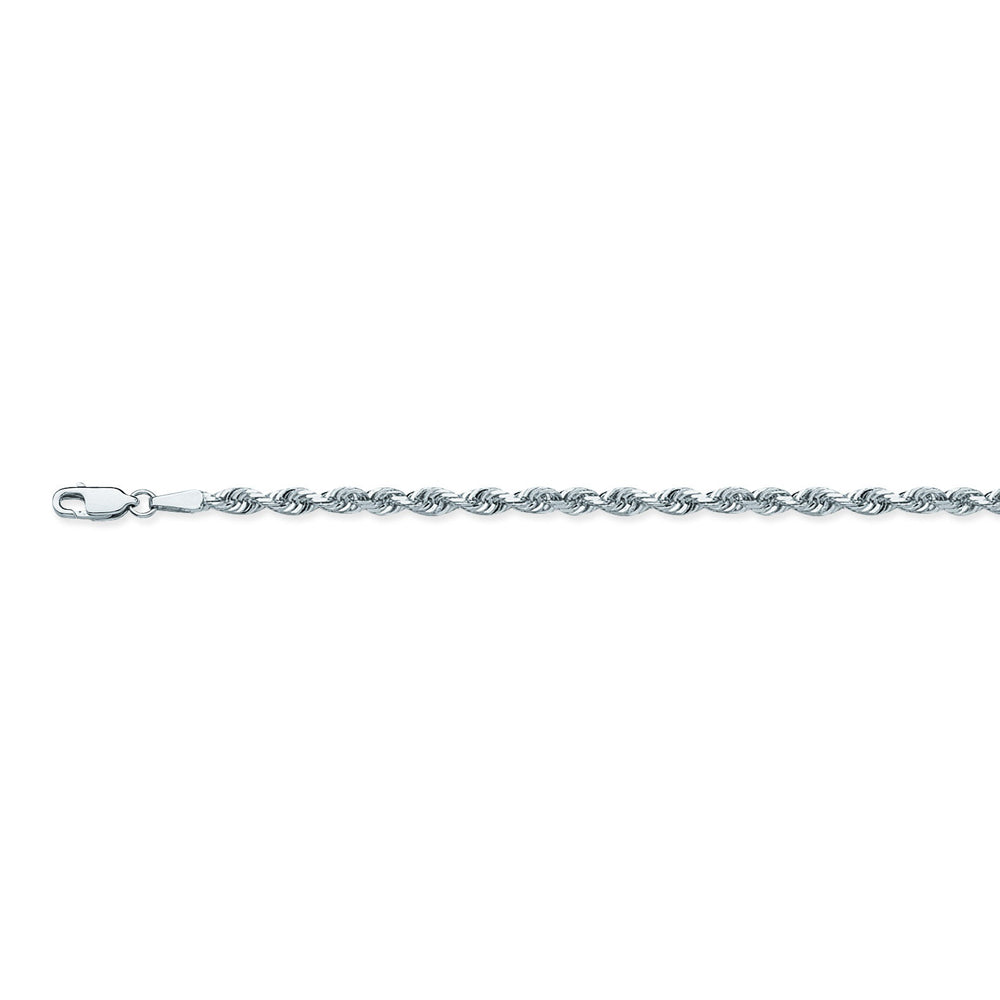 14K White Gold 3.8 Diamond Cut Rope Chain in 22 inch, 24 inch, & 30 inch