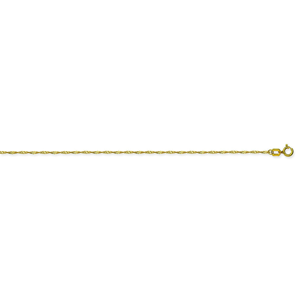 14K Yellow Gold 1 Singapore Chain in 16 inch, 18 inch, & 20 inch