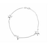Sterling Silver Frog, Dolphin & StarFish Nautical Stations Anklet 10" length