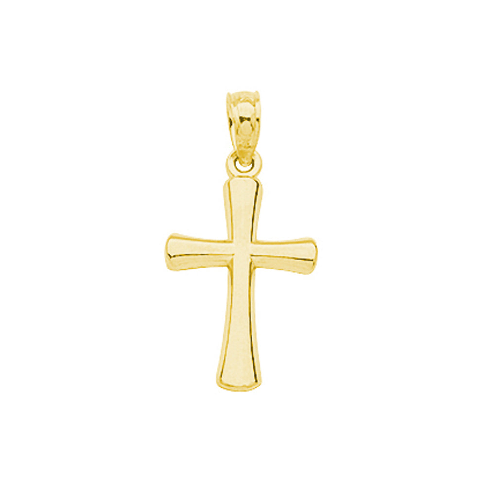14K Yellow Gold Beveled Style Small Cross Pendant