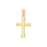 14K Yellow Gold Beveled Style Small Cross Pendant