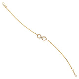 14K Yellow Gold Infinity Bracelet. Adjustable Cable Chain 7