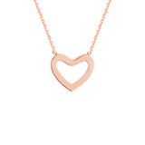 14K Rose Gold Heart Necklace. Adjustable Diamond Cut Cable Chain 16