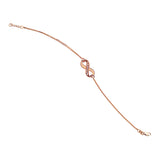 14K Rose Gold Infinity Diamond Bracelet. Adjustable Cable Chain 7