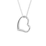 14K White Gold Open Heart Necklace. Adjustable Cable Chain 16"-18"