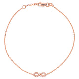 14K Rose Gold Cubic Zirconia Infinity Bracelet. Adjustable Diamond Cut Cable Chain 7