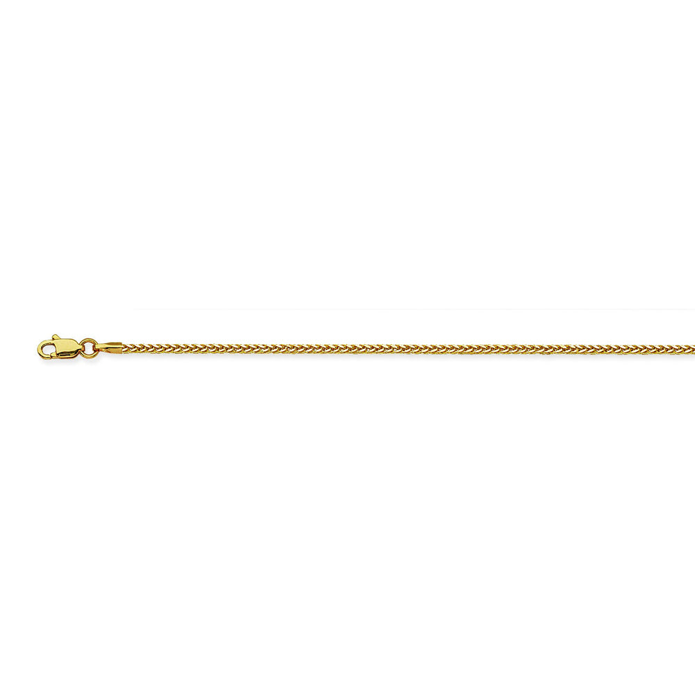 14K Yellow Gold 1.25 Light Square Wheat Chain in 16 inch, 18 inch, 20 inch, & 24 inch