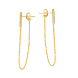 14K Yellow Gold Chain Threader Earring
