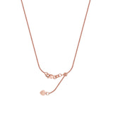 22" Adjustable Wheat Chain Necklace with Slider 925 Sterling Silver Rose Gold Plated 1.05 mm 2.15 grams