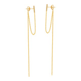 14K Yellow Gold Double Chain Threader Earring