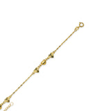 14K Yellow Gold Focus Textured Heart Stations Anklet Adjustable 9" to 10" length