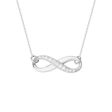 14K White Gold Infinity Cubic Zirconia Necklace. Adjustable Cable Chain 16" to 18"