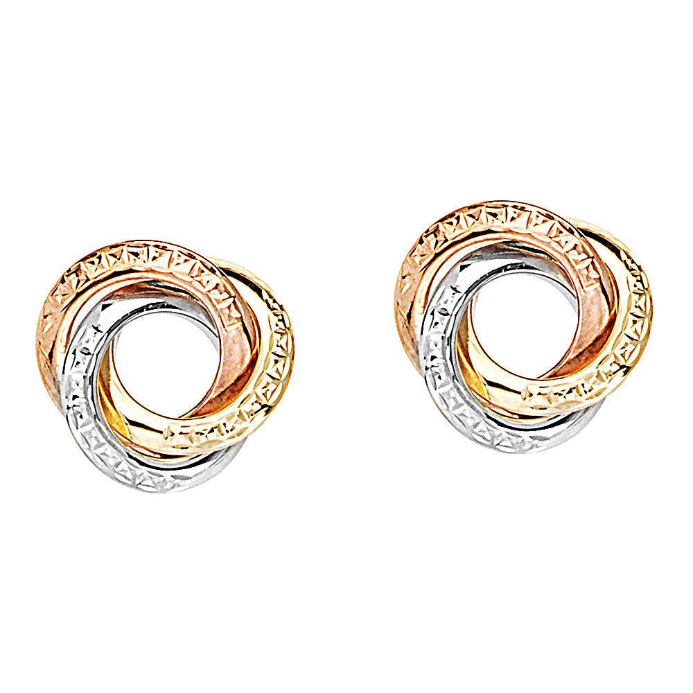 14K Yellow|Rose|White Gold Textured Love Knot Earring
