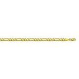 10K Yellow Gold 2.85 Figaro Chain in 8 inch, 18 inch, 20 inch, 22 inch, & 24 inch