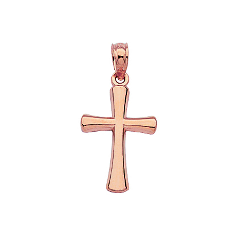 14K Rose Gold Beveled Style Small Cross Pendant