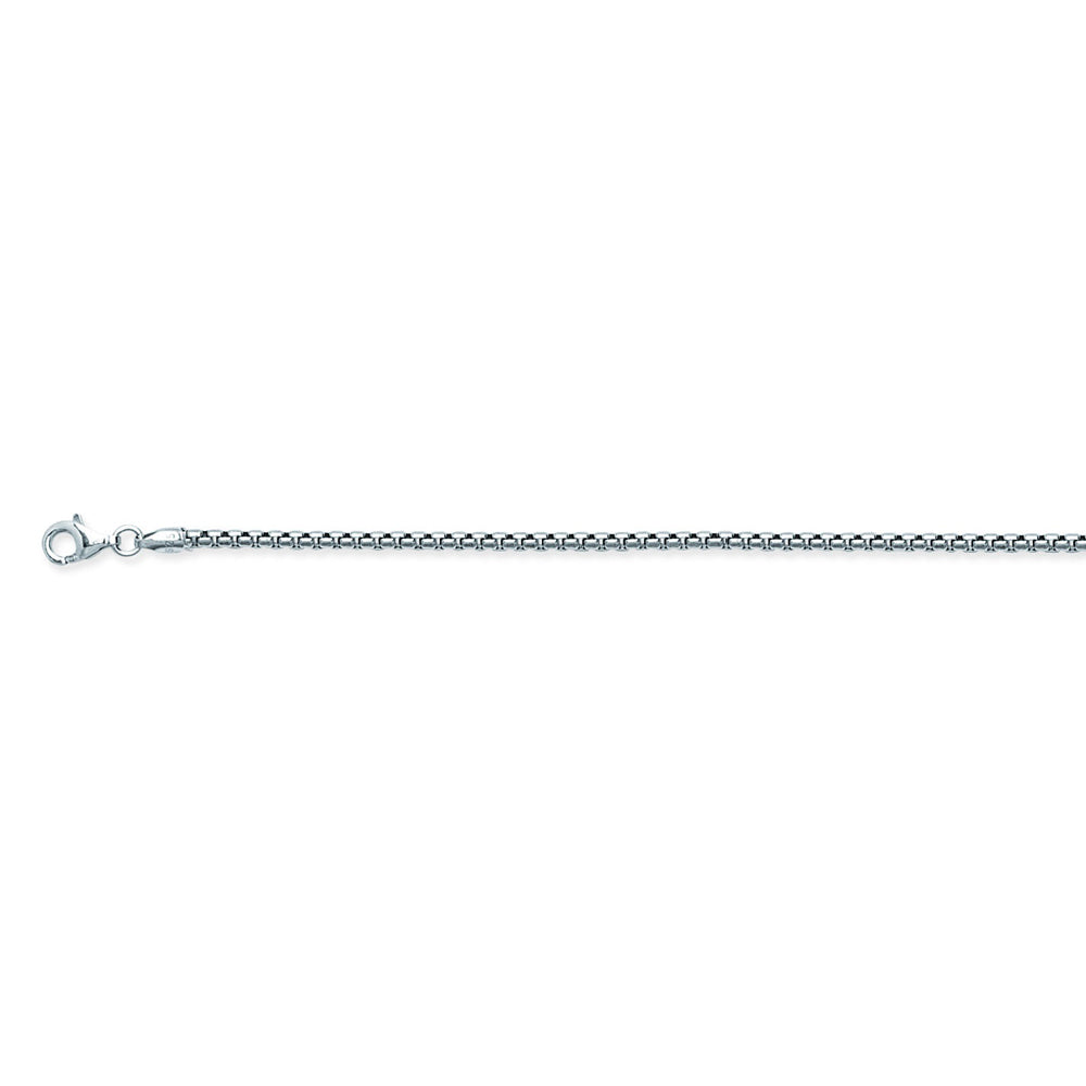 925 Sterling Silver 2.1 Round Box Chain in 18 inch, 20 inch, & 24 inch