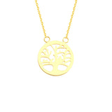 14K Yellow Gold Tree of Life Necklace. Adjustable Cable Chain 16" to 18"