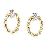 14K Yellow|White Gold Diamond Cut Braided Oval Earring