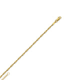 14K Yellow Gold Twist Chain Anklet Adjustable 9" to 10" length