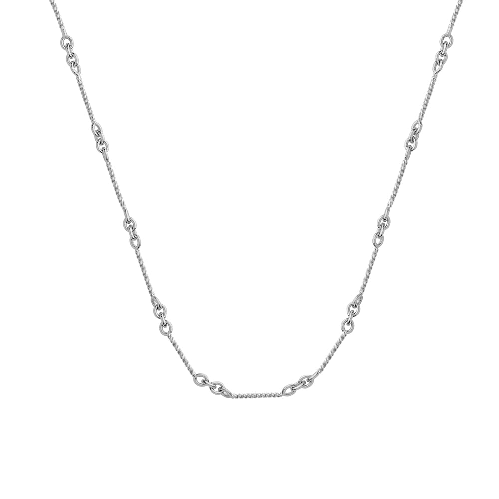 14K White Gold Bar Cable Chain Anklet 10" length