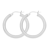 925 White Sterling Silver 3 mm Light Weight Hoop Earrings 1" Diameter
