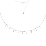 Sterling Silver Bezel Set Cubic Zirconia Beads in Rainfall Pattern Choker Necklace. Adjustable 10"-16"