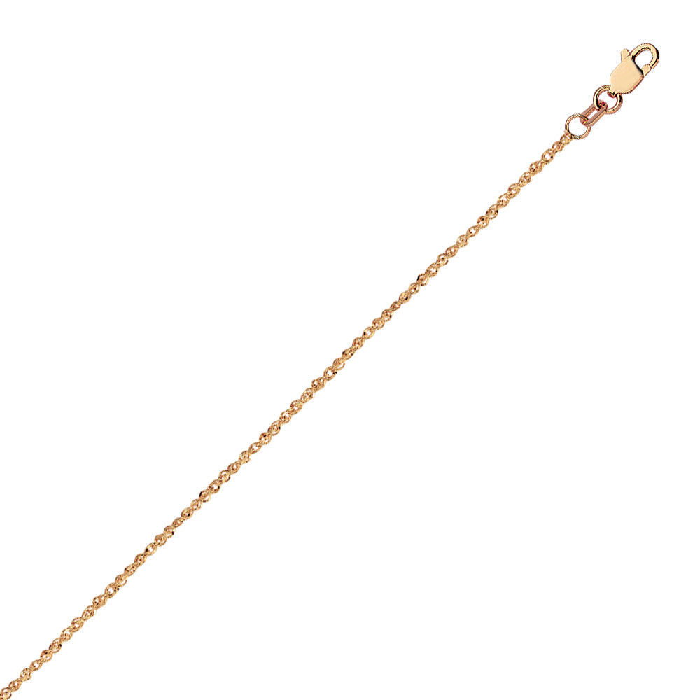 14K Rose Gold 0.95 Sparkle Singapore Chain in 16 inch, 18 inch, & 20 inch