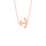 14K Rose Gold Sideways Anchor Necklace. Adjustable Cable Chain 16