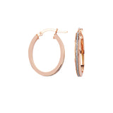 14K Rose Gold with Lightz Collection 3mm Single Row Glitter Oval Hoop Earrings.