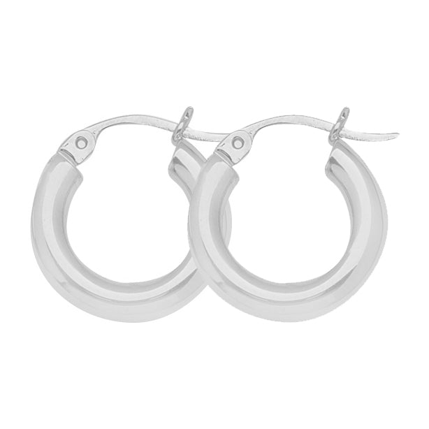 925 White Sterling Silver 3 mm Light Weight Hoop Earrings 0.6" Diameter
