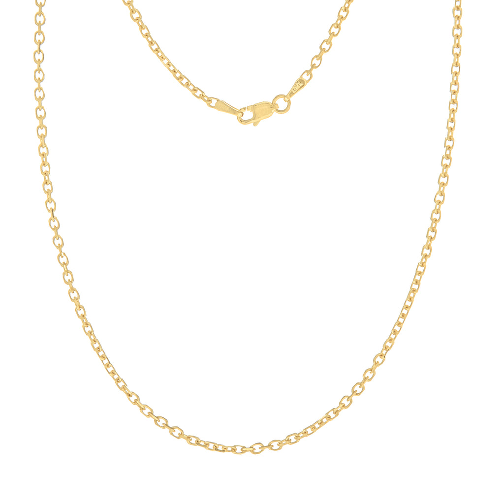 14K Yellow Gold 2.3 Diamond Cut Cable Chain in 18 inch, 20 inch, 24 inch, & 30 inch