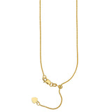22" Adjustable Wheat Chain Necklace with Slider 14K Yellow Gold 1.02 mm 2.9 grams