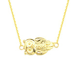 14K Yellow Gold Sideways Owl Necklace. Adjustable Cable Chain 16" to 18"