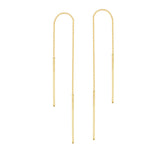 14K Yellow Gold Thin Bar Threader Earring