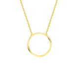 14K Yellow Gold Circle Necklace. Adjustable Cable Chain 16" to 18"